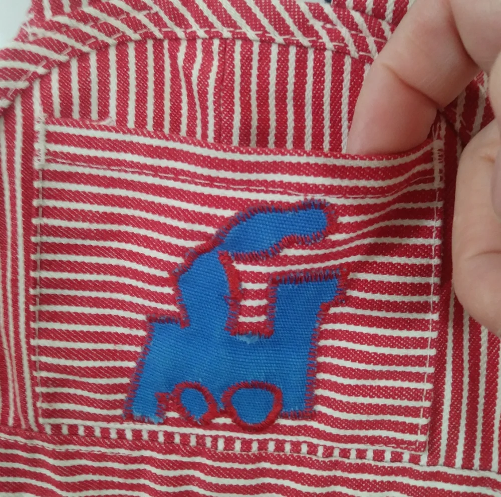 Sears Vintage Infant Pinstripe Railroad Train Jumper Bib Conductor Overalls - Picture 4 of 13